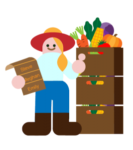 farmer packing boxes